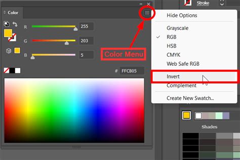 Is it possible to invert colours in a gradient in Illustrator