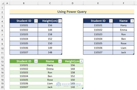 how to join two tables with common column in excel