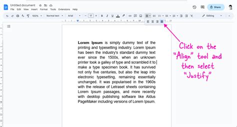 how to justify text on google docs ipad