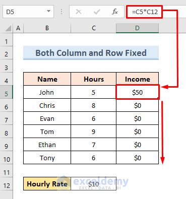 how to keep a cell fixed in excel formula using $