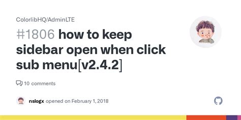 How To Keep Sidebar Open When Click Sub Menu