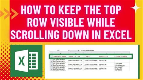 how to keep the top row in excel when scrolling down