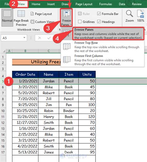 how to keep title row in excel when scrolling