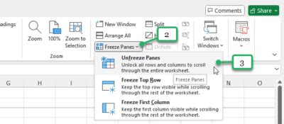 how to keep top 2 rows in excel when scrolling