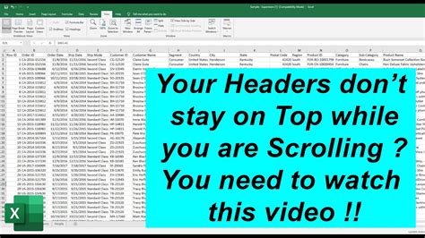 how to keep top row in excel while scrolling