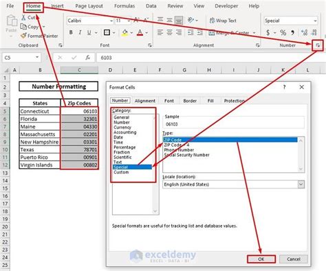 how to keep zero in zip code in excel