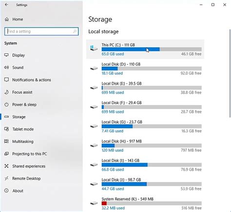 how to know hard disk space in windows 10