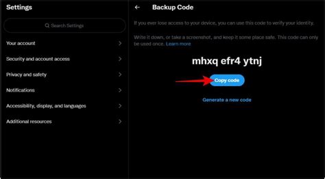 how to know your backup code in twitter