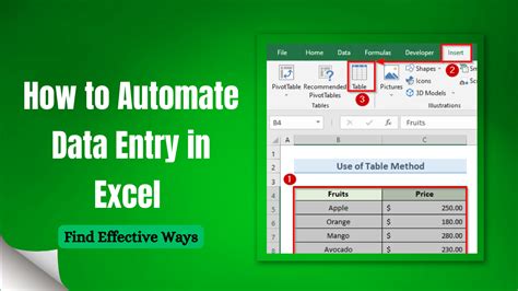 how to learn data entry in excel