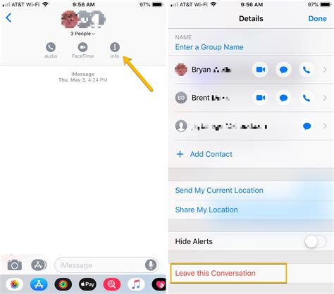 how to leave a conversation on messenger on iphone
