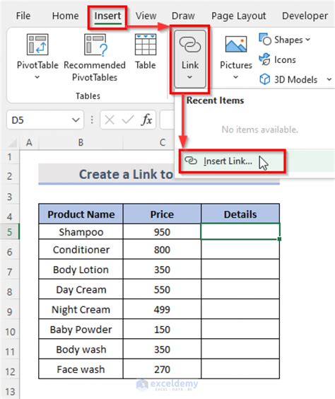 how to link a file in an excel spreadsheet