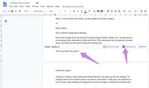 how to link different pages in google docs