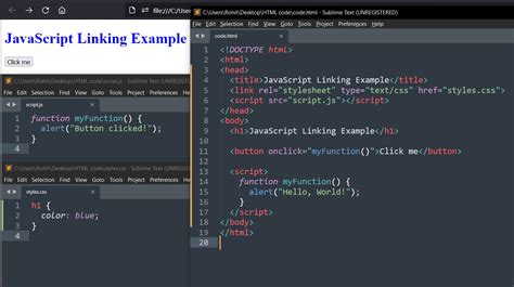 how to link html to css and javascript