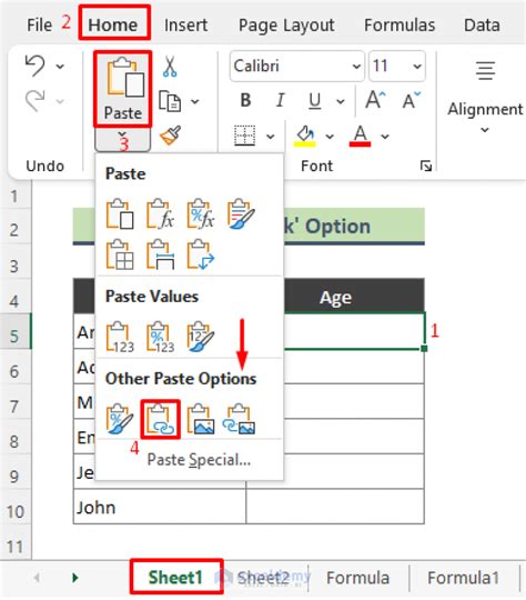 how to link multiple cells in excel from another worksheet