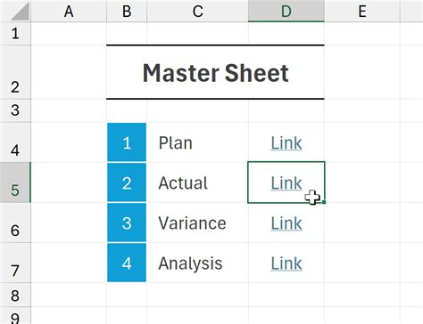 how to link tabs in excel to a master sheet
