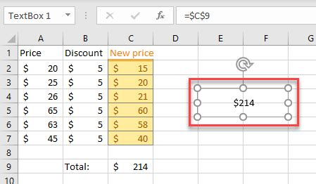 how to link text boxes in excel