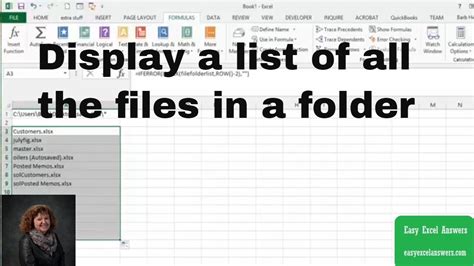 how to list files in folder in excel