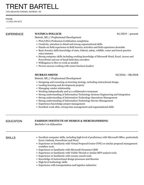 how to list professional development on resume examples