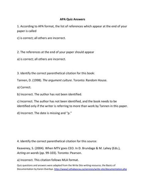 how to list questions in apa format example