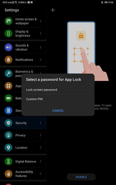 how to lock android app with password