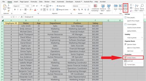 how to lock cell size in excel