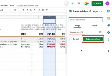how to lock cells in google sheets