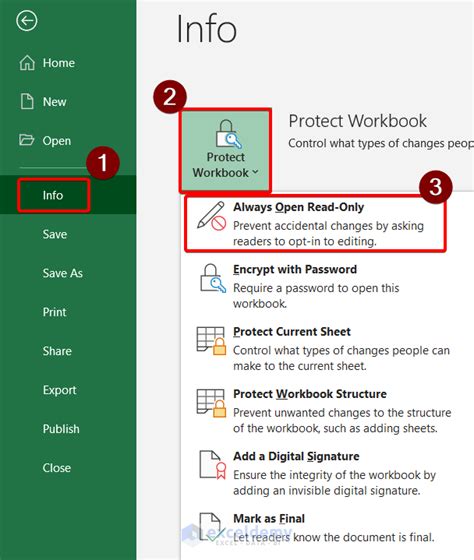 how to lock excel workbook read only