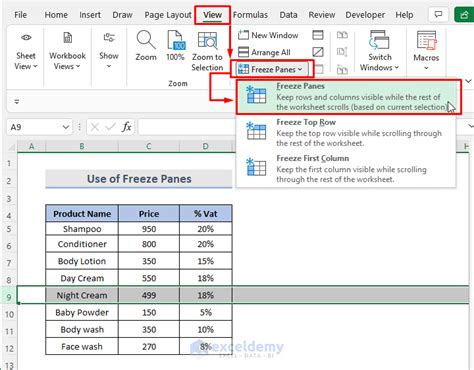 how to lock multiple rows in excel