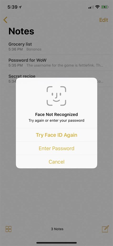 how to lock notes with face id
