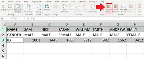 how to lock rows in excel and sort