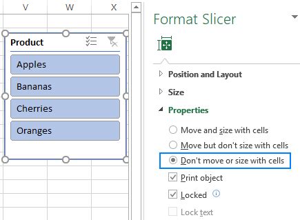 how to lock slicer filter in excel