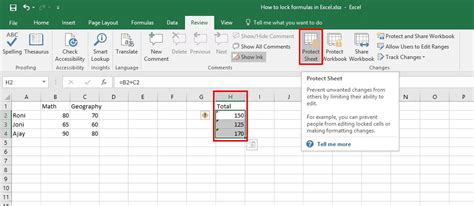 how to lock the formula in excel cell
