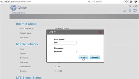 how to log in globe wifi router