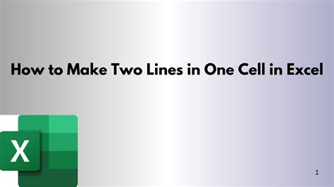 how to make 2 lines in excel cell