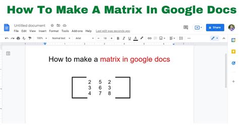 how to make a 3x3 matrix in google docs