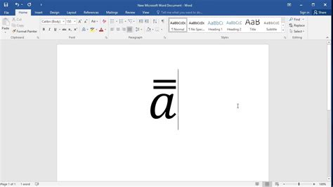 how to make a bar over a letter in word