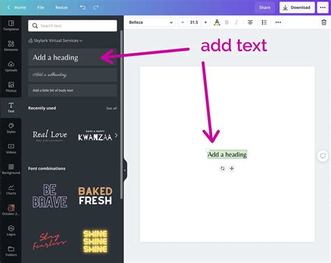 how to make a big text box in canva