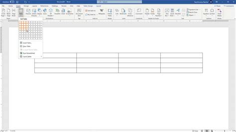 how to make a blank table in word