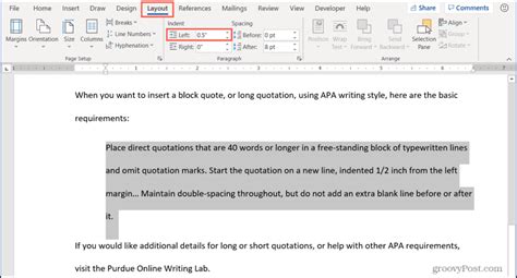 How To Make A Block Quotation In Word