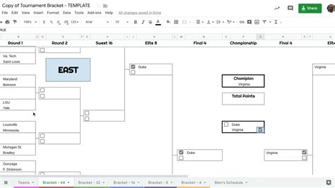 Week 11 Tournament Bracket Google Sheets