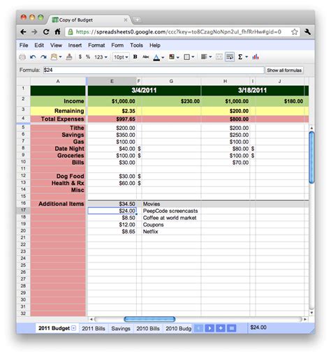 how to make a budget spreadsheet in google docs