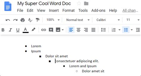 how to make a bulleted list in docs