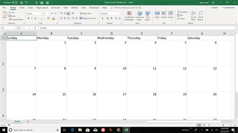how to make a calendar tab in excel