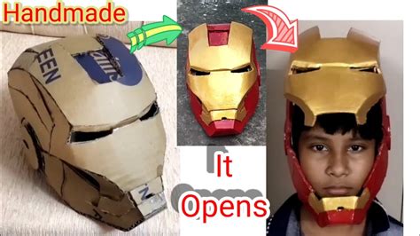 how to make a cardboard iron man helmet that opens