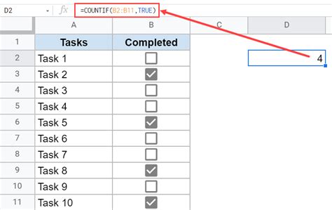 how to make a checkbox count in google sheets