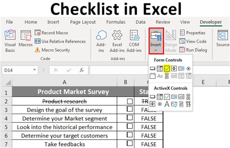 how to make a checklist in excel 2016