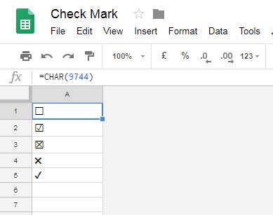 how to make a checkmark box in google sheets