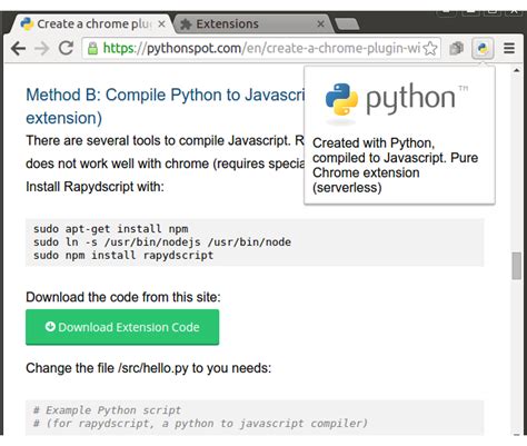 how to make a chrome extension in python