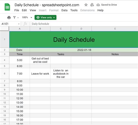 how to make a class schedule on google docs