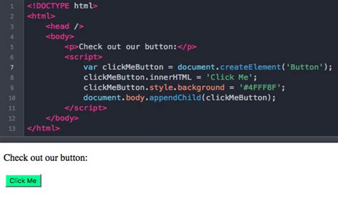 how to make a clickable button in javascript